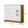 Cômoda Minimalista Infantil Life 1 Porta 4 Gavetas - Branco/amadeirado Ypê - Branco - 4