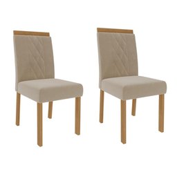 Kit Conjunto Sala De Jantar Mesa Tampo MDF Vidro 180 Cm Com 6 Cadeiras Marrom Madeira Off White - 4