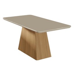 Kit Conjunto Sala De Jantar Mesa Tampo MDF Vidro 180 Cm Com 6 Cadeiras Marrom Madeira Off White - 5