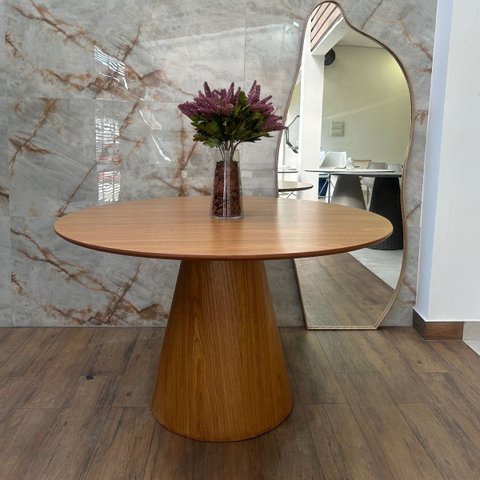 Mesa Jantar de Cone 1,40cm Redonda Base e Tampo Amadeirada Frejo