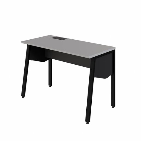 Plataforma de Trabalho Individual 120cm Industrial Tampo Chanfrado com Caixa de Tomadas Executive Cinza Sagrado e Preto