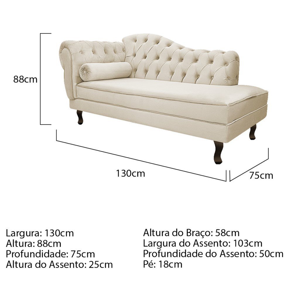 Kit Diva Recamier Juliana 130cm Lado Direito e 02 Poltronas Classic Suede Bege - Amarena Móveis - 4