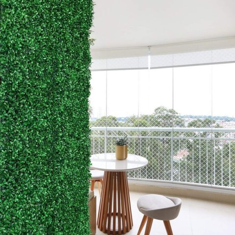 Pacote 10 Quadros de Folhagem Artificial Amendoim Muro Inglês Interno para Parede Verde Permanente