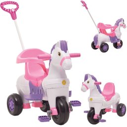 Carrinho de Passeio e Pedal Calesita Potó Cavalinho Rosa - 2