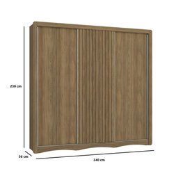 Guarda Roupa 3 Portas de Correr 4 Gavetas 240cm N576 Kappesberg - Nogueira - 3