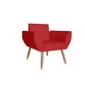 Kit 2 Poltronas Decorativa Flora Suede Vermelho Pés Madeira Ms Decor - 2