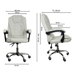 Cadeira de Escritório Presidente Reclinável Ergonômica Branco - 5