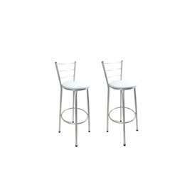 Kit 2 Banqueta Alta Prata Cozinha Gourmet Americana Balcão:branco - 1