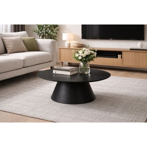 Mesa de Centro Redonda 70cm Design Contemporâneo Desirée Oona Design Preto