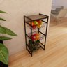 Fruteira Suporte de Chão para Cozinha Tampo Madeira Mdf 3 Cestos em Aço Estilo Industrial Preto - 4