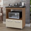 Ver imagem 2 de Balcão para Cooktop Elis 75cm 02 Portas com Tampo Recortado Savana Off White - Abmaza