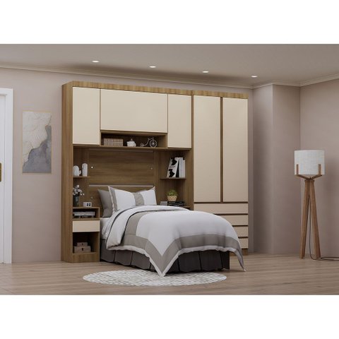 Guarda Roupa Solteiro Modulado 5 Portas e 6 Gavetas Veneza Luciane Móveis