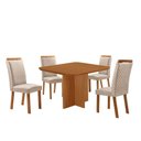 Ver imagem 4 de Conjunto de Jantar Olimpia 4 Lugares Tampo MDF Cadeiras Lorena Veludo Creme 90cm Moderna