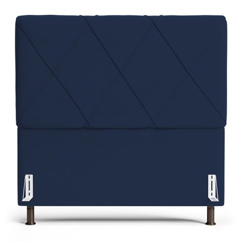 Cabeceira Cama Box Queen Dubai 160 Cm Suede Mv Estofados Azul Escuro