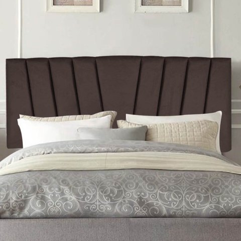 Painel Cabeceira Estofada Bélgica 195cm Cama Box King Corino Marrom- Mabe Magazine