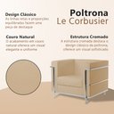 Ver imagem 3 de Poltrona Le Corbusier Couro Natural Decorativa Sala Quarto Escritório Recepção Premium Casa - Bege