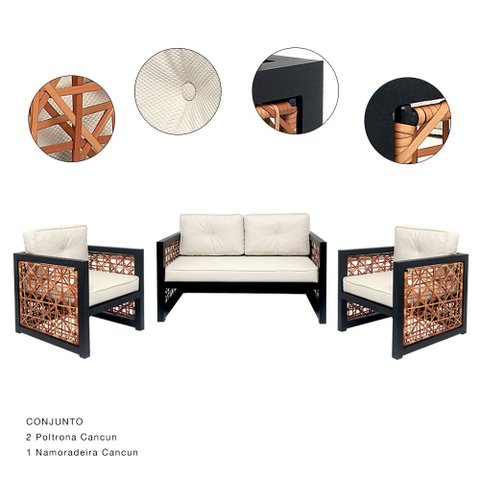 Conjunto para Área - 01 Sofá e 02 Poltronas - Cancum