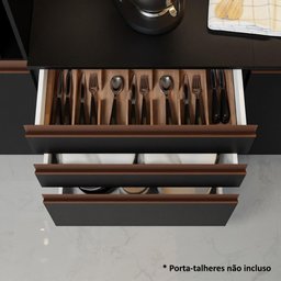Armário de Cozinha Completa de Canto 462cm Preto Reims Madesa XA01 - 8