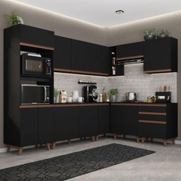 Armário de Cozinha Completa de Canto 462cm Preto Reims Madesa XA01 - 2