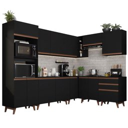 Armário de Cozinha Completa de Canto 462cm Preto Reims Madesa XA01 - 3