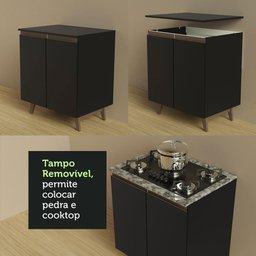 Armário de Cozinha Completa de Canto 462cm Preto Reims Madesa XA01 - 10