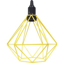 Pendente Aramado Diamante Teto Luminária Retrô Balcão Agp Amarelo + Lâmpada Led ST64 Vintage Agp Ilu - 4