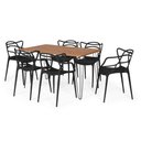 Ver imagem 1 de Conjunto Mesa de Jantar Retangular Hairpin Natural 130x80cm com 6 Cadeiras Allegra