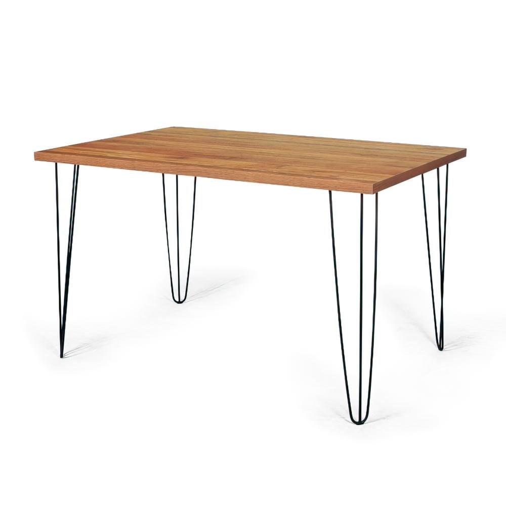 Conjunto Mesa de Jantar Retangular Hairpin Natural 130x80cm com 6 Cadeiras Allegra - Preto - 3