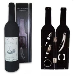 Kit Vinho 5 Peças Canivete Saca Rolhas + Anel de Gargalo + Tampa Dosadora + Tampa de Bico + Corta - 1 Kit Vinho 5 Peças Canivete Saca Rolhas + Anel de Gargalo + Tampa Dosadora + Tampa de Bico + Corta - 1