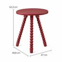 Ver imagem 2 de Mesa Lateral de Apoio em Madeira Maciça com Design Torneado Vermelho