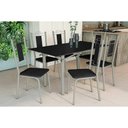 Ver imagem 1 de Conjunto: Mesa de Cozinha Elba Tampo Madeirado C/ Vidro 160cm e 6 Cadeiras Florença Niquel/preto -