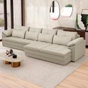 Ver imagem 6 de Sofá Retrátil 4 Lugares para Sala 339cm Dijon Couro Creme S07 - Mpozenato