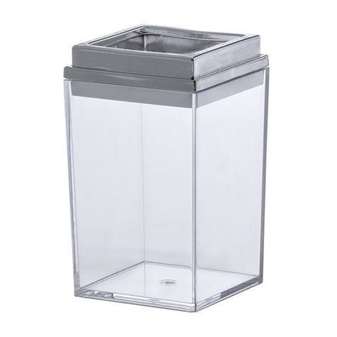 Porta Escova de Acrílico Quadrado Transparente Bagno 13x7,5cm