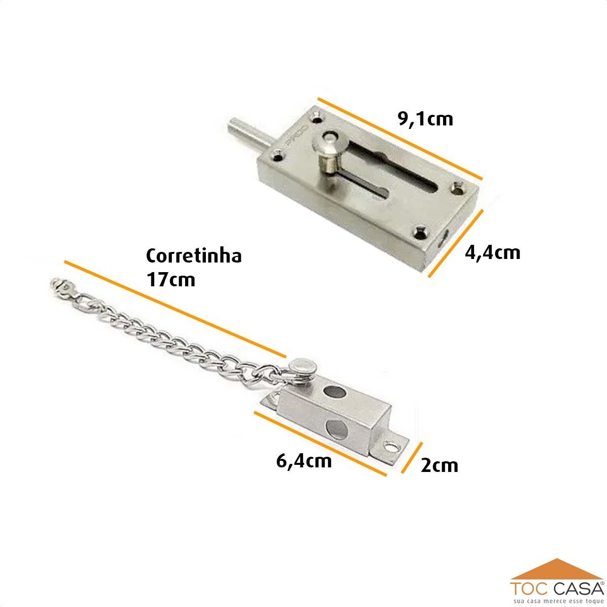 Fecho Segurança Duplo com Trinco Pega Ladrão Correntinha - 5