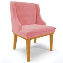 Ver imagem 3 de Kit 4 Cadeiras Decorativas Sala de Jantar Base Fixa de Madeira Firenze Suede Rose/castanho