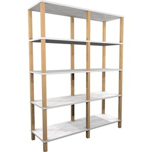 Estante Madeira 5 Prateleiras Branca Evolukit 116x38x151