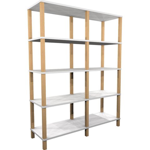 Estante Madeira 5 Prateleiras Branca Evolukit 116x38x151