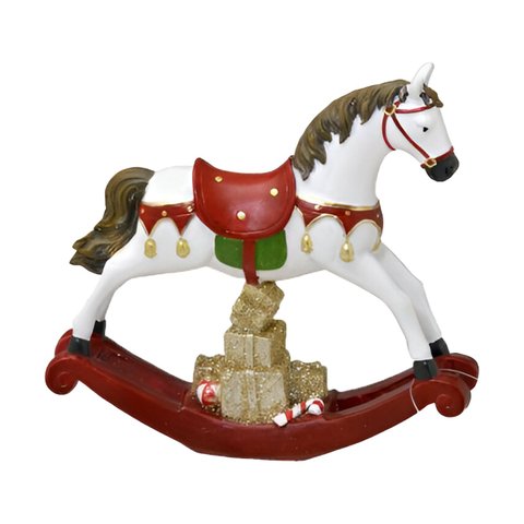 Estatueta Cavalo de Balanço Carrossel Presentes Resina 17cm