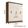 Guarda Roupa Pequeno 7 Portas 2 Gavetas 177cm Castanho Baunilha Mirna Shop Jm - 4