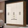 Guarda Roupa Pequeno 7 Portas 2 Gavetas 177cm Castanho Baunilha Mirna Shop Jm - 1