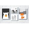 Quadros Infantil Raposa Urso e Montanhas Escandinavas - 1