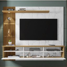 Painel para TV até 60 Polegadas Trend 3 Portas Branco/Cinanomo/Carrara - Bechara - 2