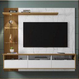 Painel para TV até 60 Polegadas Trend 3 Portas Branco/Cinanomo/Carrara - Bechara - 1