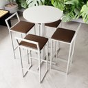 Ver imagem 1 de Conjunto Mesa Alta Bar Bistrô Redonda Branca 4 Banquetas Estofado Don Castro Decor