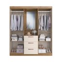 Ver imagem 3 de Guarda-Roupa Solteiro Panamá 4 Portas 3 Gavetas Off-White/Nogueira - Doripel