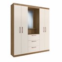 Ver imagem 2 de Guarda-Roupa Solteiro Panamá 4 Portas 3 Gavetas Off-White/Nogueira - Doripel