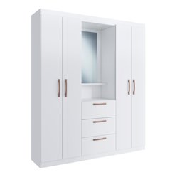 Guarda-Roupa Solteiro Panamá 4 Portas 3 Gavetas Branco - Doripel - 4