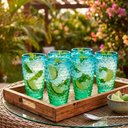 Ver imagem 2 de Jogo de 6 Copo Verde e Azul em Acrílico 500ml Mesa Posta para Suco Água Refrescos