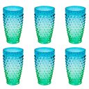 Ver imagem 1 de Jogo de 6 Copo Verde e Azul em Acrílico 500ml Mesa Posta para Suco Água Refrescos