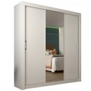 Ver imagem 3 de Guarda-roupa Casal 2 Metros 3 Portas de Correr com Espelho Central Alum Branco - Panorama Móveis